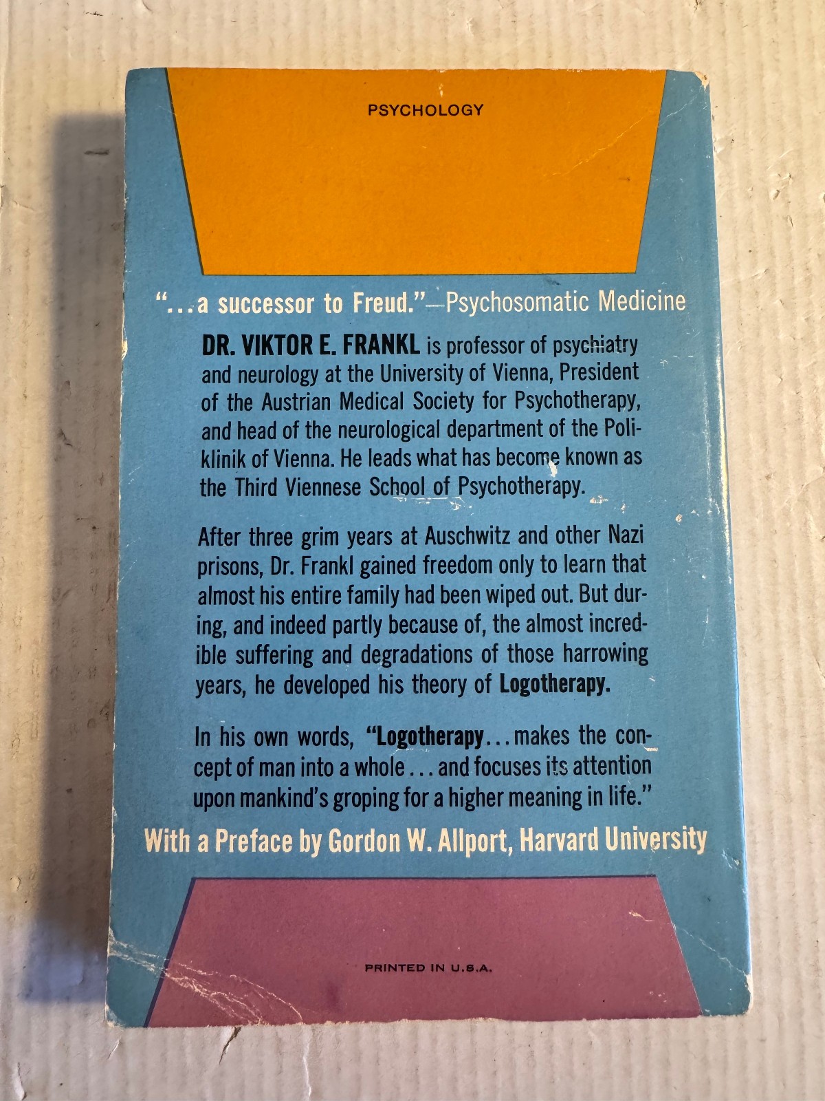 Man’s Search for Meaning Viktor E Frankl Good 1969 Vintage Paperback