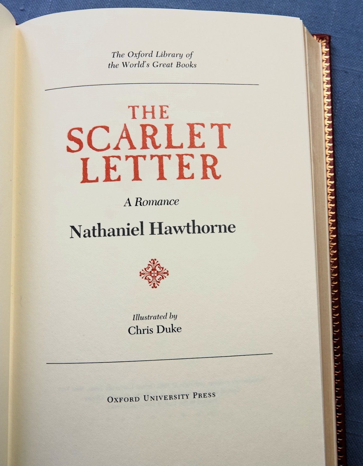 THE SCARLET LETTER BY NATHANIEL HAETHORNE, OXFORD UNIV PRESS 1979 LEATHER BOUND