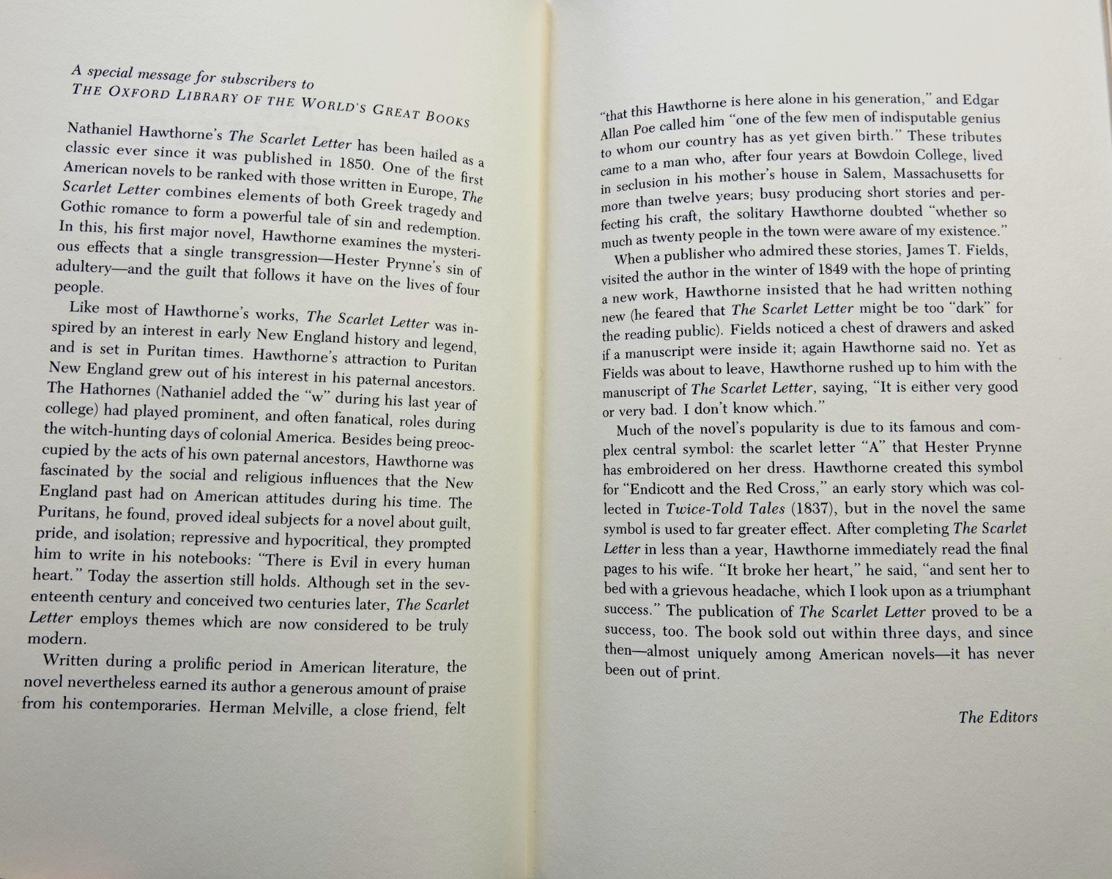 THE SCARLET LETTER BY NATHANIEL HAETHORNE, OXFORD UNIV PRESS 1979 LEATHER BOUND