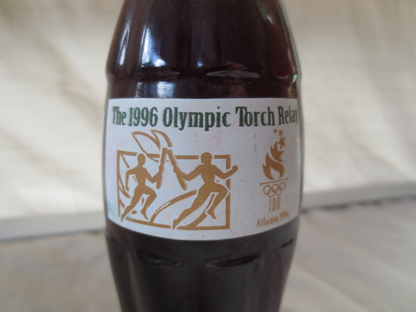 1996 ATLANTA OLYMPICS 1996 OLYMPIC TORCH RELAY 8 OZ GLASS COCA – COLA BOTTLE