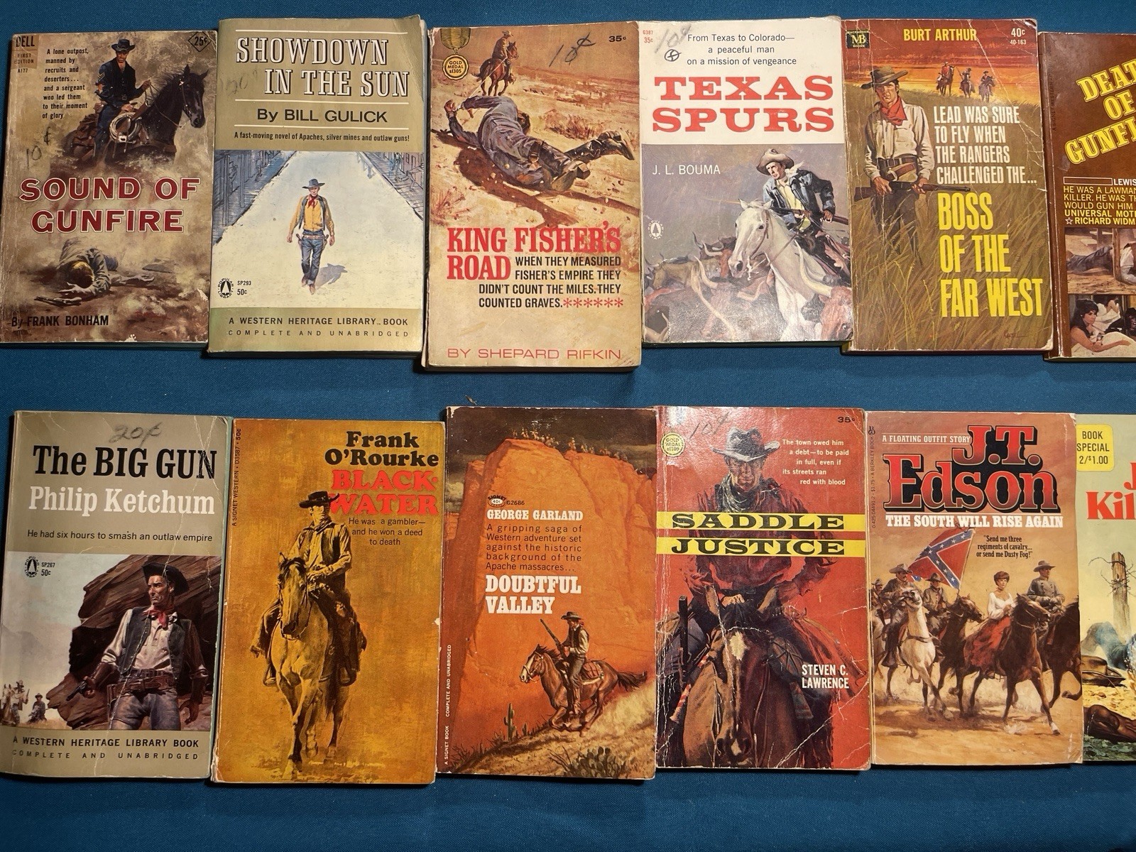 20 Vintage Westerns Paperbacks Cowboy Western Pulp Fiction Lot 1950s-70s