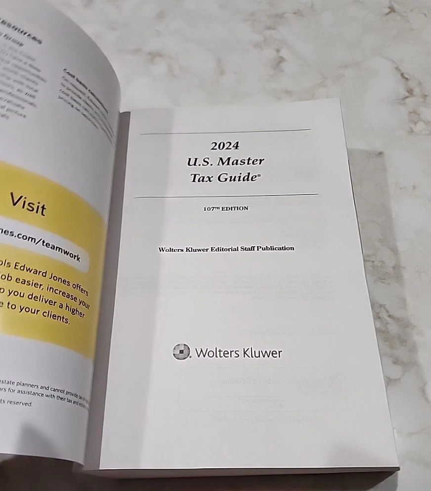 2024 U.S. Master Tax Guide Wolters Kluwer Edward Jones Book