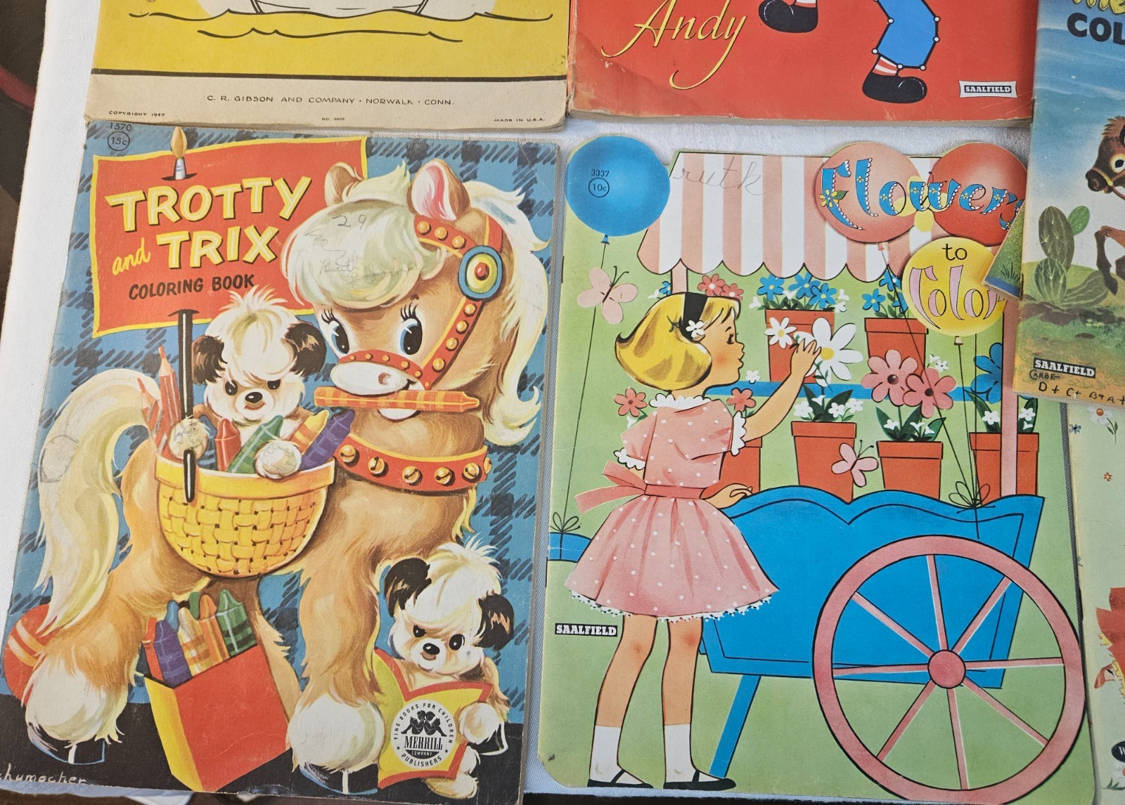 Lot of 10 Vintage USED Children’s Coloring Books 1950’s-60s Era in Nice Shape