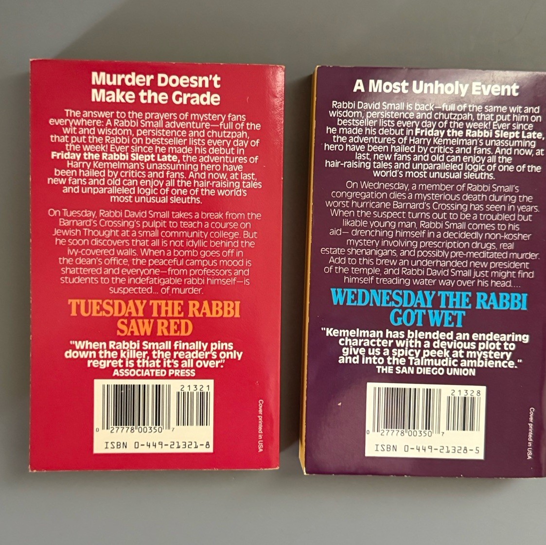 Lot 10 Harry Kemelman Rabbi Small Paperback Books Mysteries Vintage 1980s 1990s