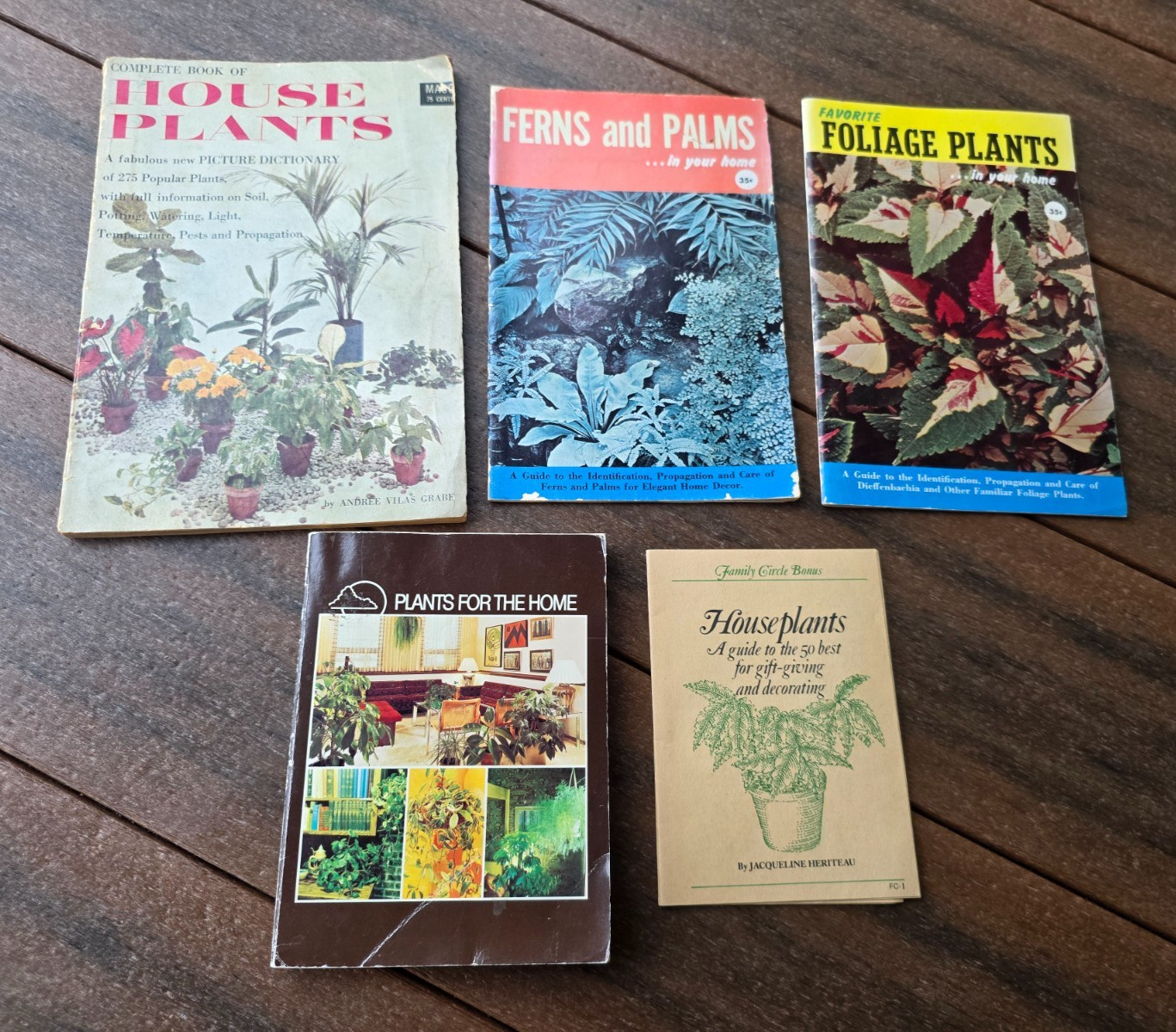 Lot of 5 vintage house plant books 1950s-70s Ferns and Palms Foliage Plants
