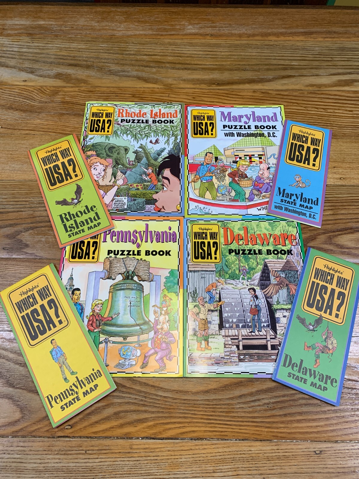 Highlights WHICH WAY USA Puzzle Books & Maps Maryland Rhode Island Delaware PA
