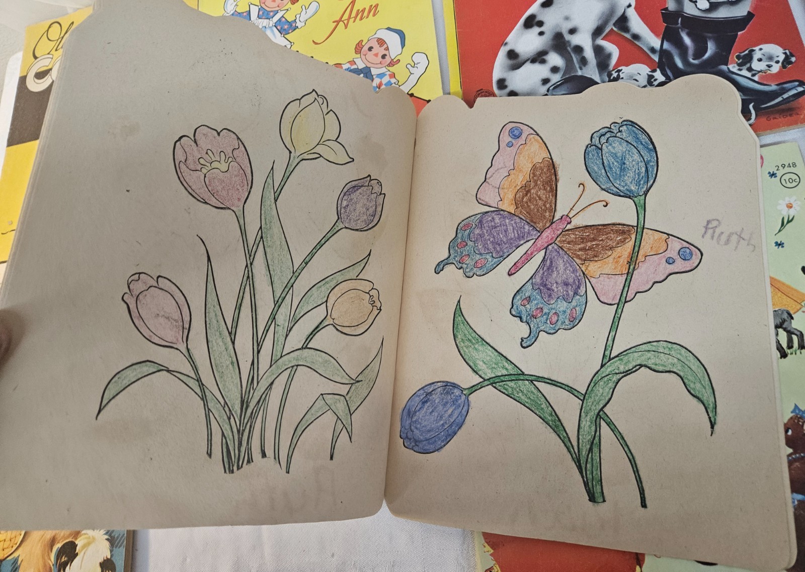 Lot of 10 Vintage USED Children’s Coloring Books 1950’s-60s Era in Nice Shape