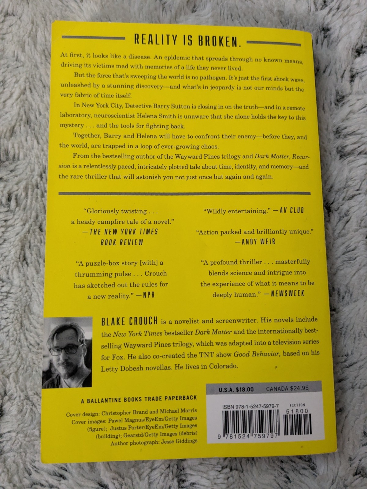Recursion : A Novel by Blake Crouch (2020, Trade Paperback) Science Fiction