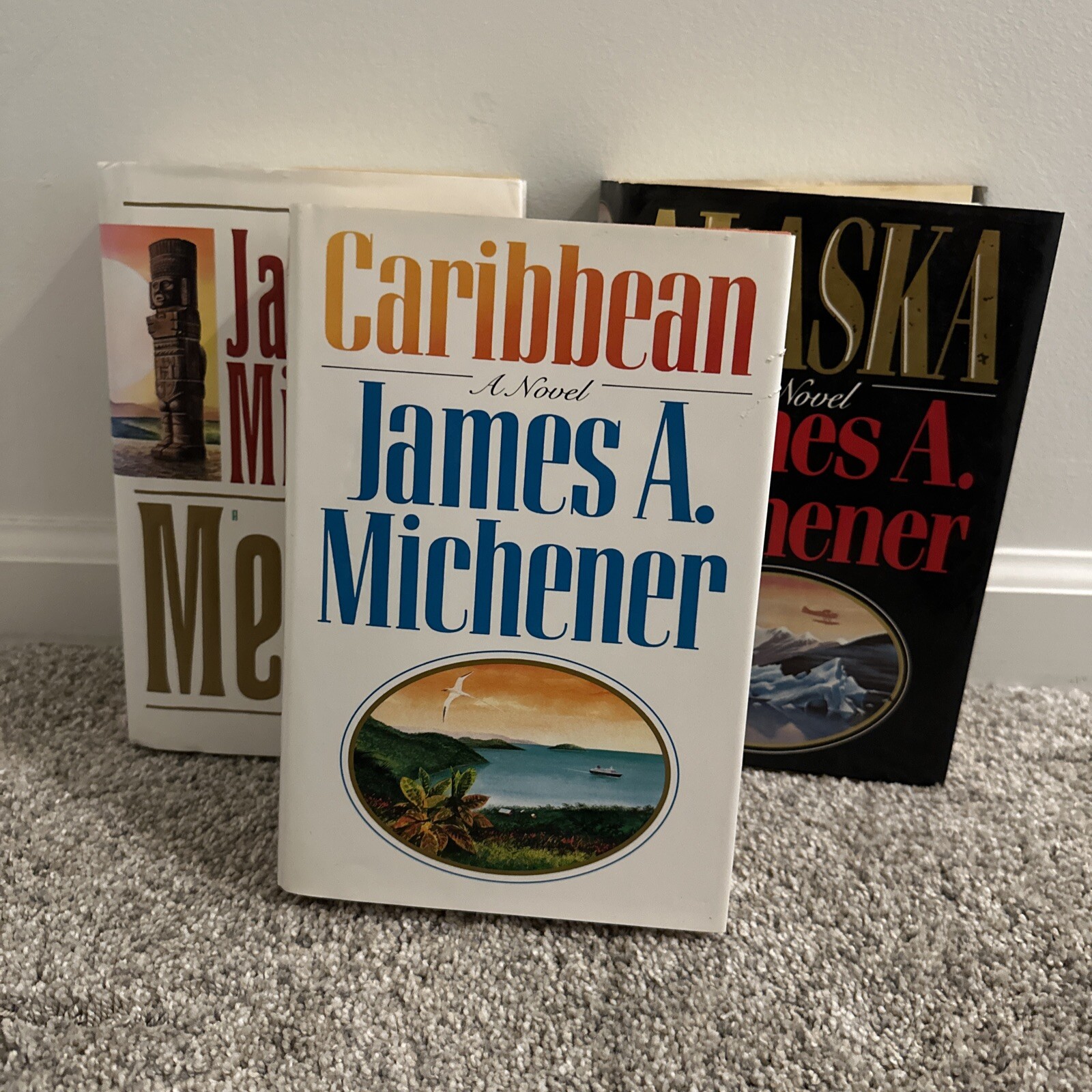 3 Novels by James A. Michener~Mexico~Caribbean~Alaska HC DJ First Editions