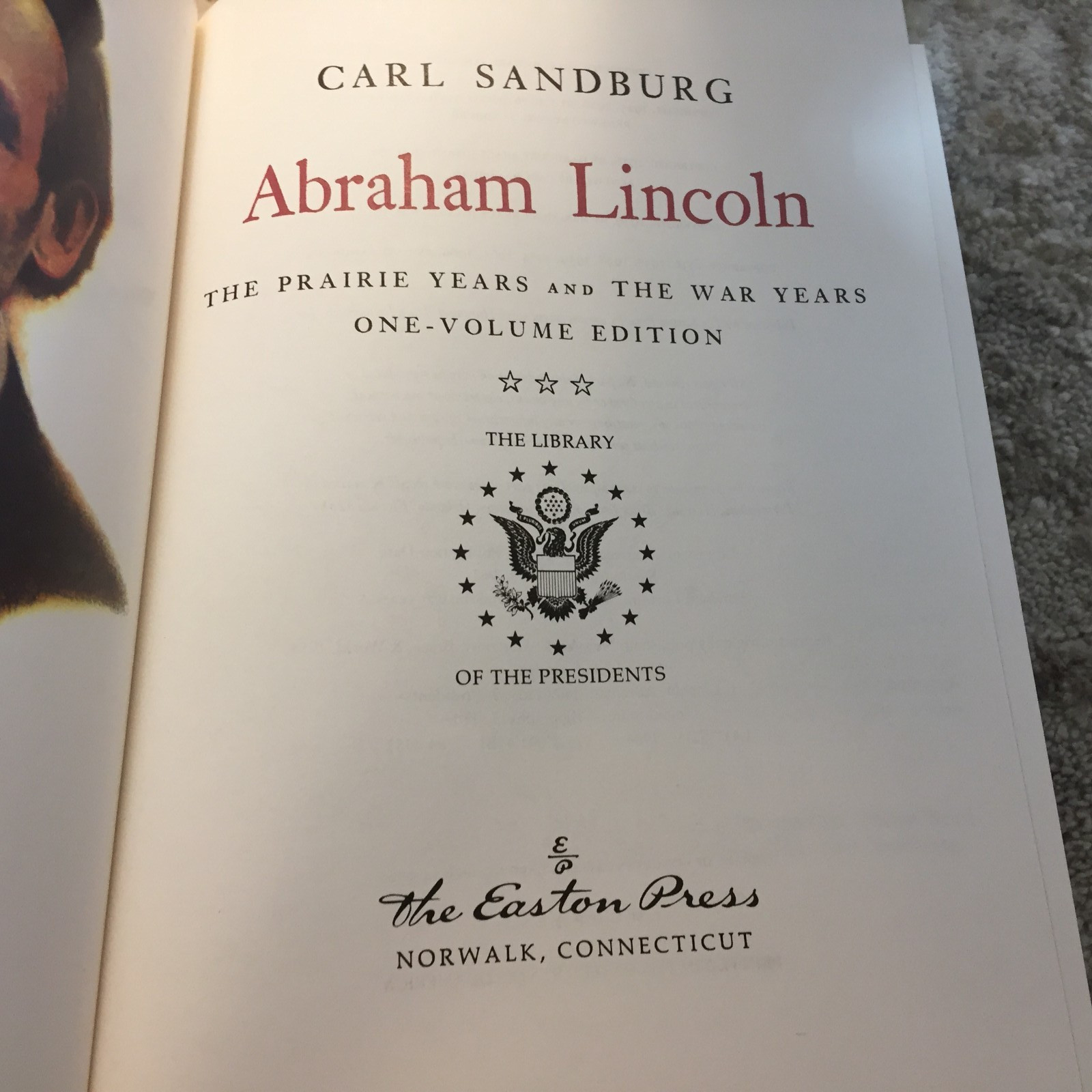 Easton Press Abraham Lincoln Biography Leather Book by Carl Sandburg 1984