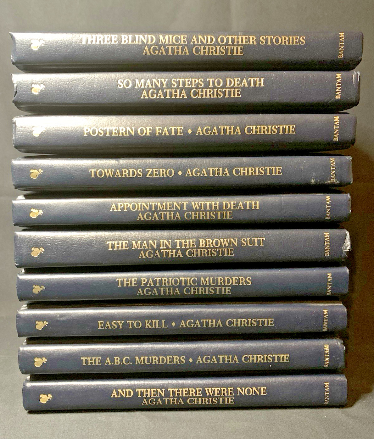 Lot of 10 Agatha Christie Bantam Mystery Collection Black Leatherette Books HC