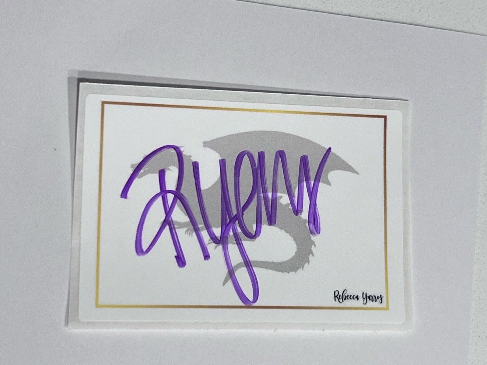 Rebecca Yarros DRAGON Signed Self Adhesive Bookplate Autograph: Fourth Wing Auto