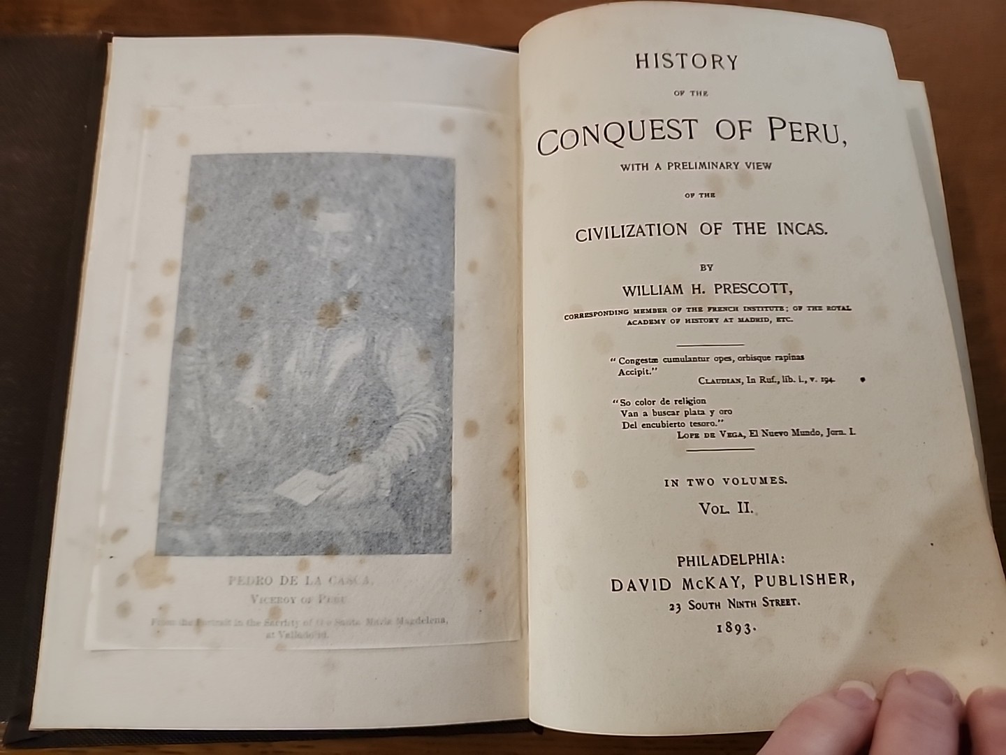 Conquest of Peru by W. H. Prescott Complete in 2 Vol Set HC McKay 1893