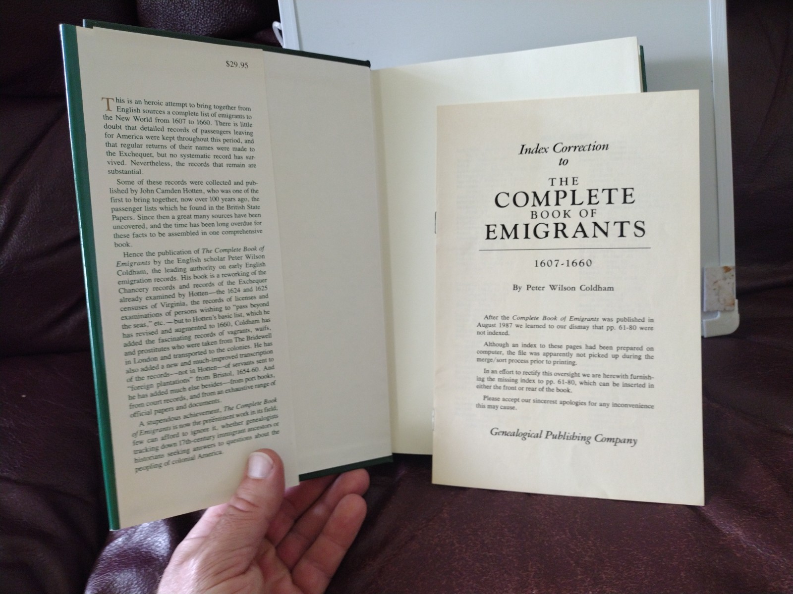 The Complete Book of Emigrants 1697-1660 Peter Wilson Coldham Genealogical Publi