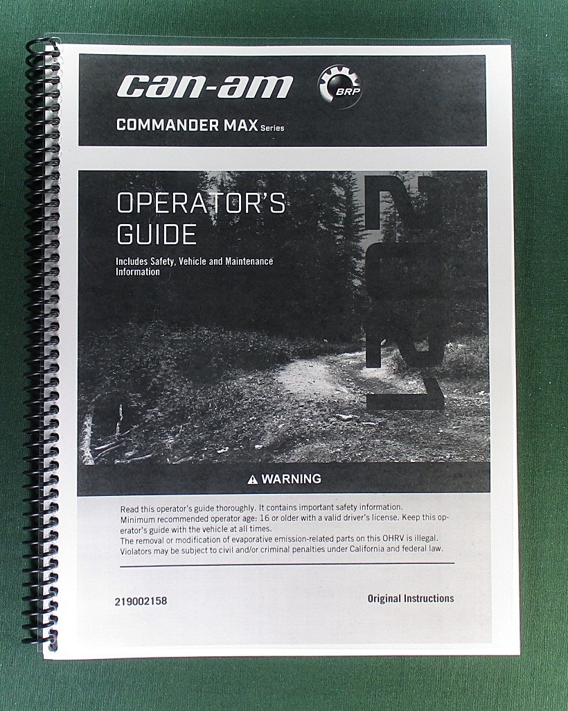 2021 Can-Am Commander MAX XT 1000R Owner’s Manual: 220 Pages & Clear Covers