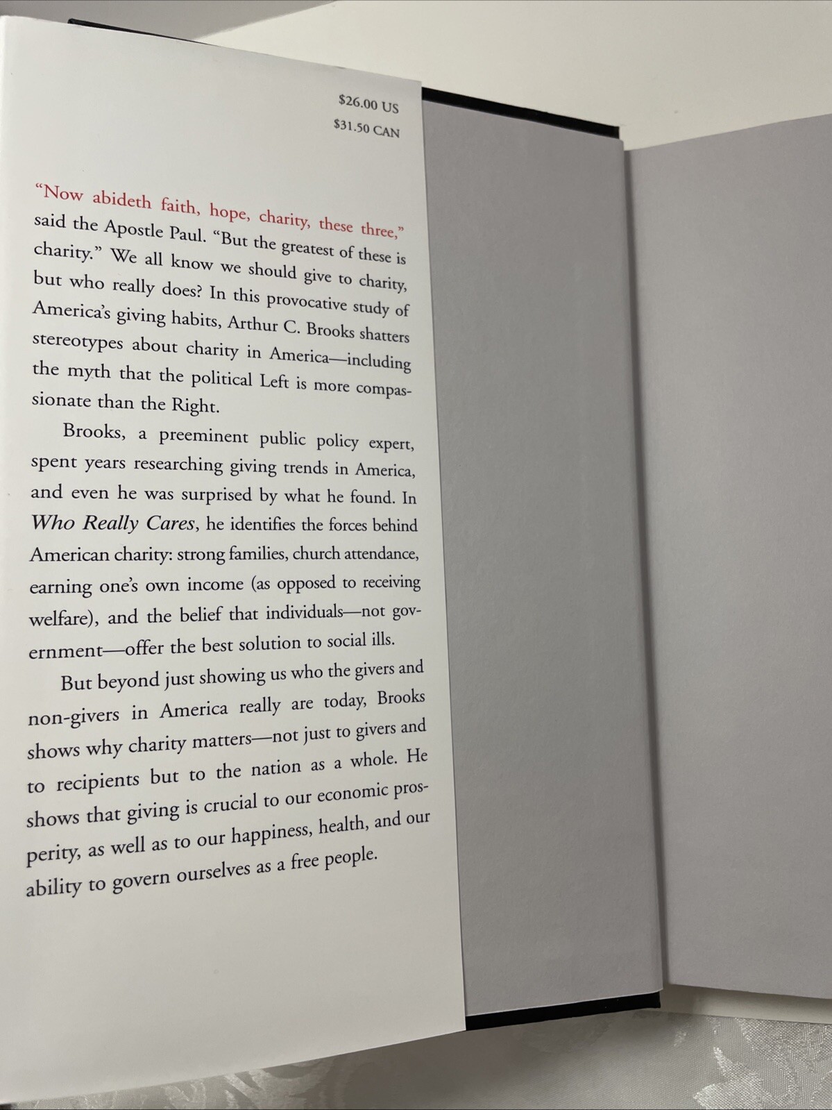 Who Really Cares by Arthur C.Brooks – The Surprising Truth About Compassionate..