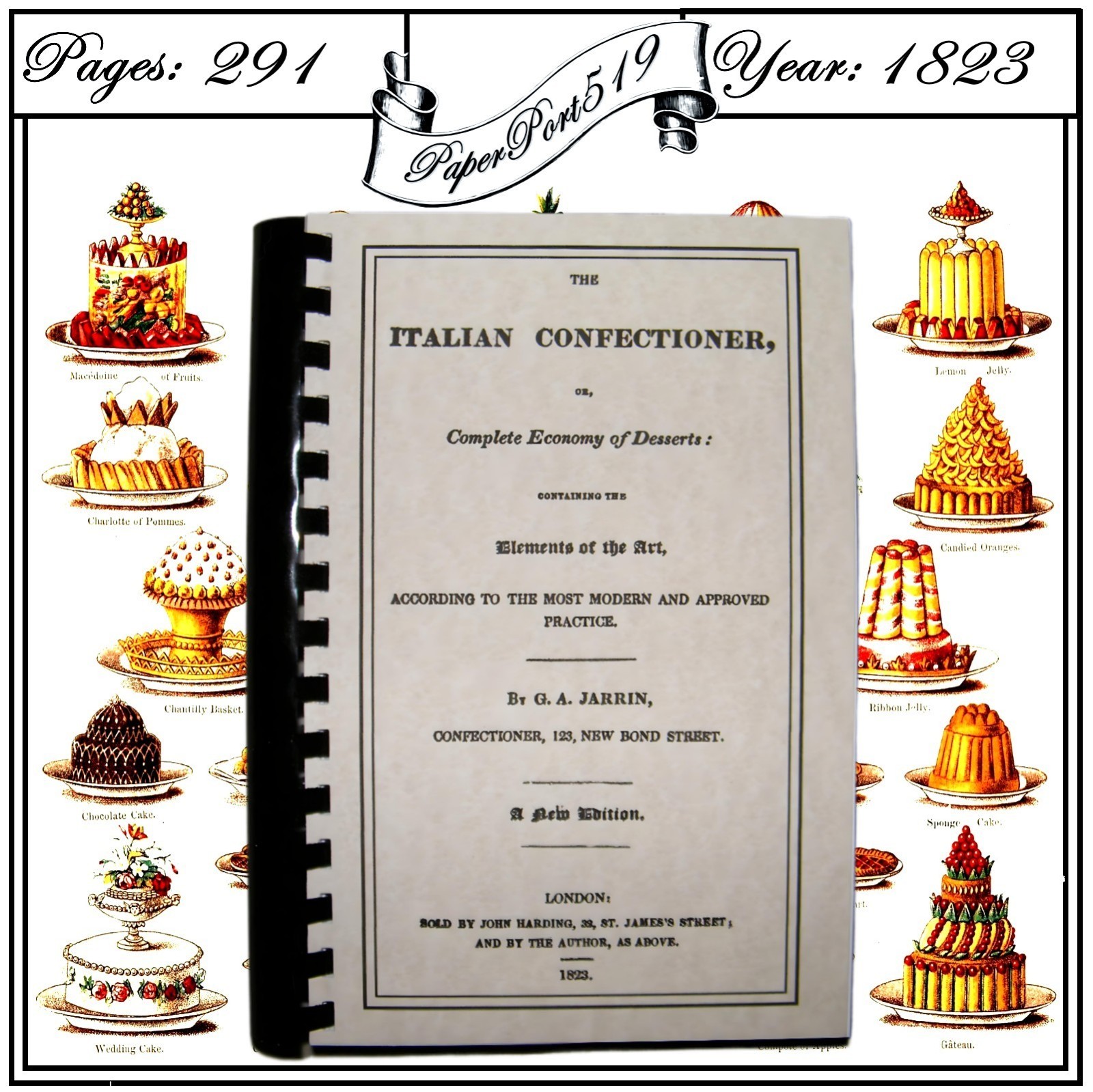 1823 The Italian Confectioner Vintage Cook Book 291 Pages