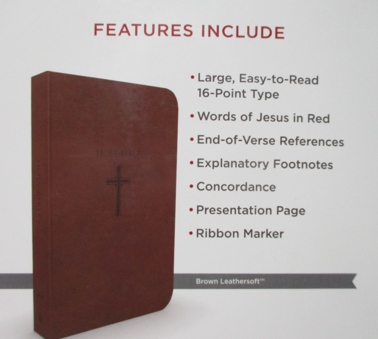 NKJV Super Giant Print Bible red letter brown leathersoft religion