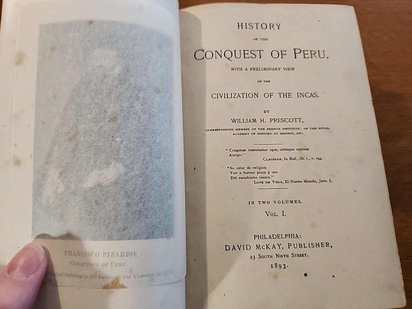 Conquest of Peru by W. H. Prescott Complete in 2 Vol Set HC McKay 1893