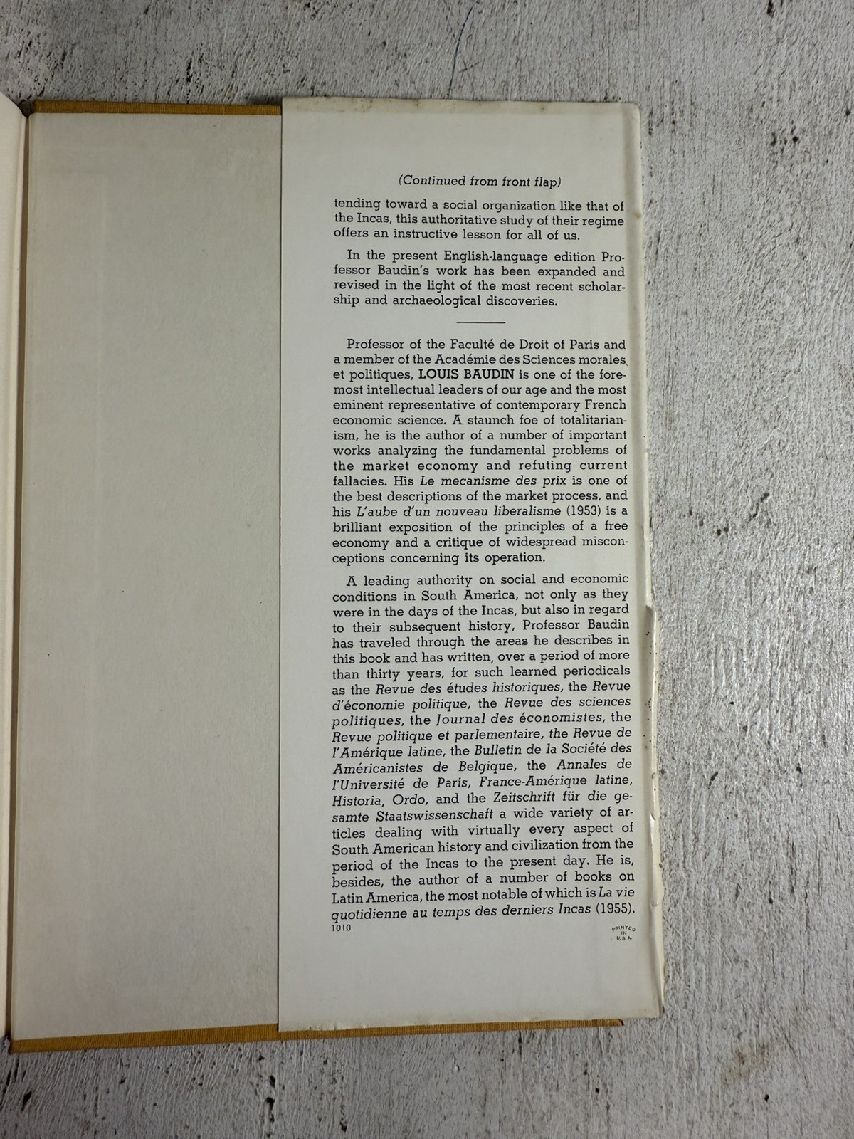 A Socialist Empire Incas of Peru by Louis Baudin Ethnology Sociology Archaeology