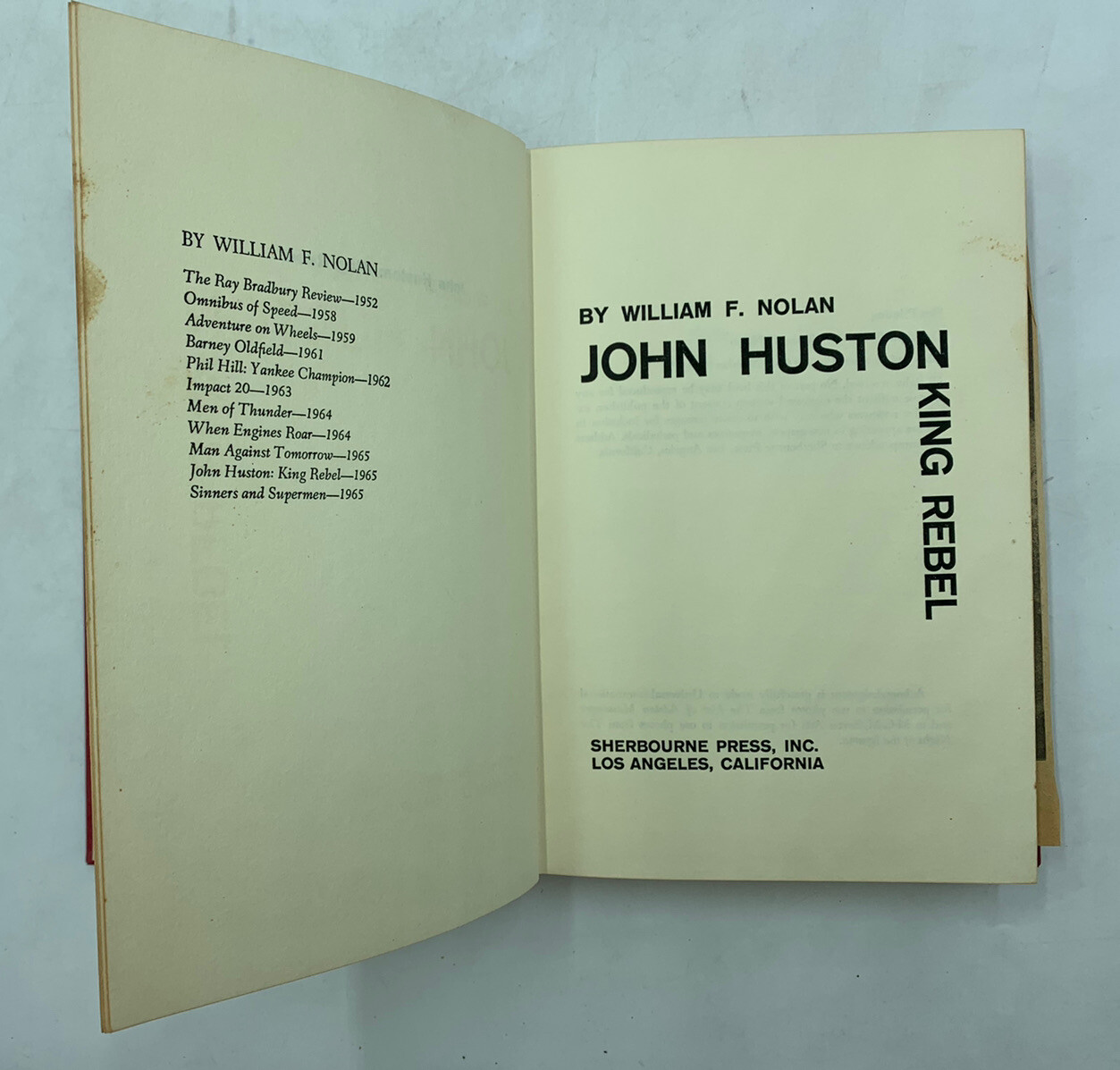 JOHN HUSTON • KING REBEL • WILLIAM F. NOLAN • HCDJ FIRST EDITION/FIRST PRINTING