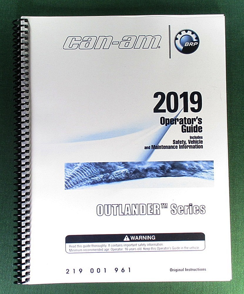 2019 Can-Am Outlander 650 Owner’s Manual: 220 Pages & Protective Covers!