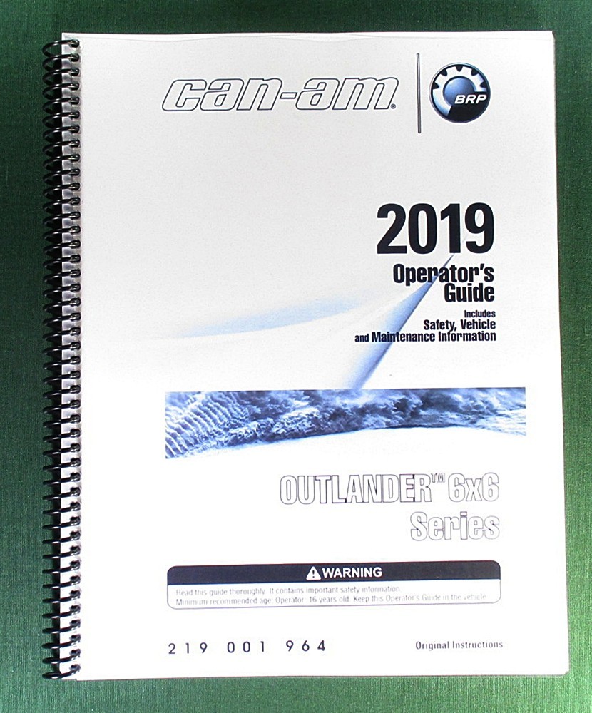 2019 Can-Am Outlander 1000 6X6 Owner’s Manual: 220 Pages & Protective Covers!