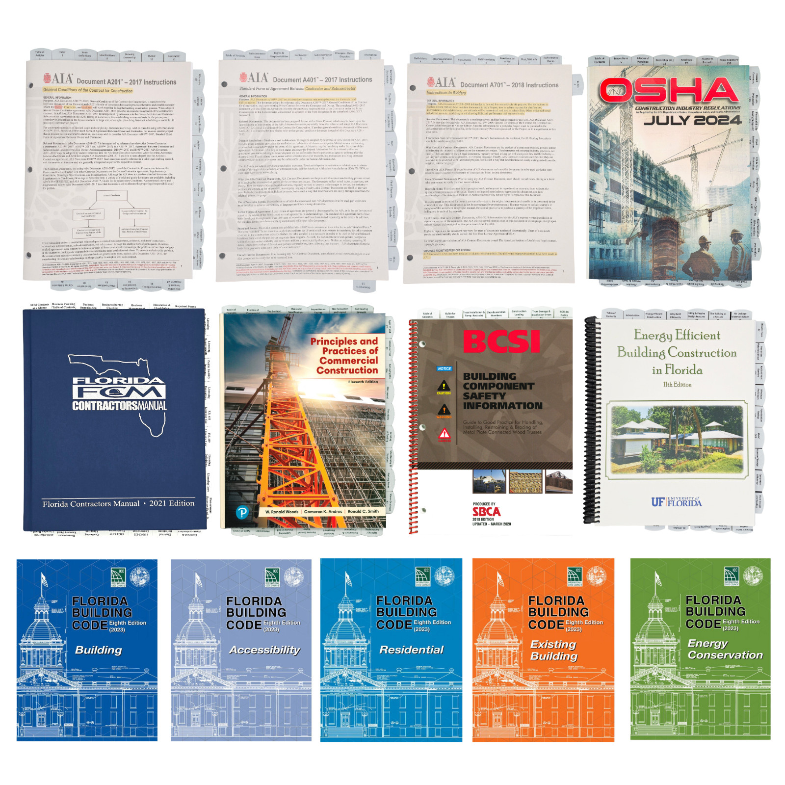 HIGHLIGHTED – TABBED SET -FLORIDA GENERAL, BUILDING, RESIDENTIAL CONTRACTOR EXAM