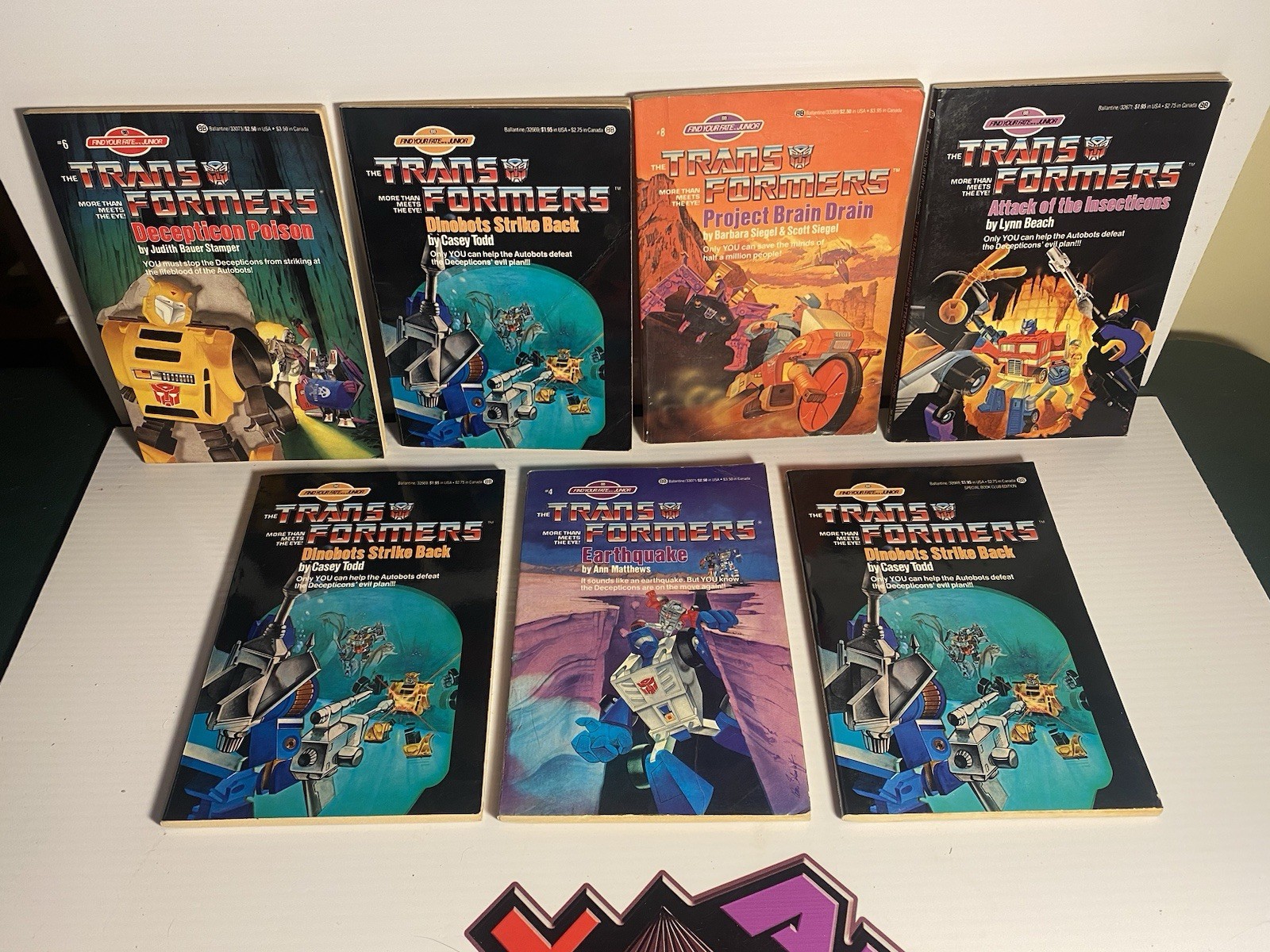 1985-86 Transformers Find Your Fate Junior Books Lot Of 7 in Used Condition
