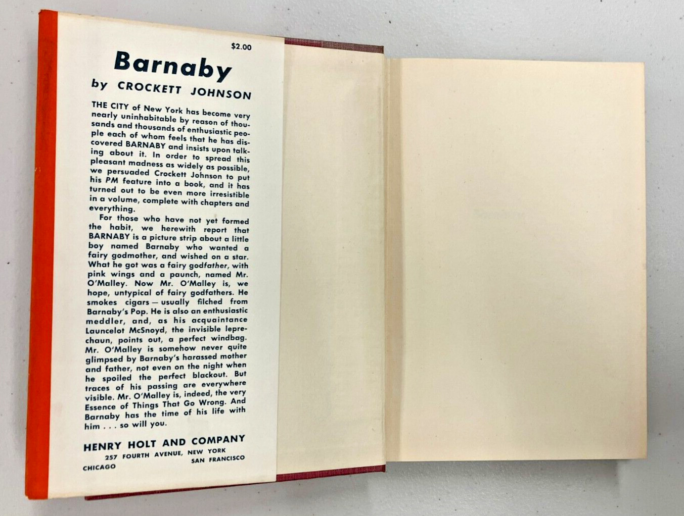 BARNABY by Crockett Johnson – 1943 Great Condition with DJ