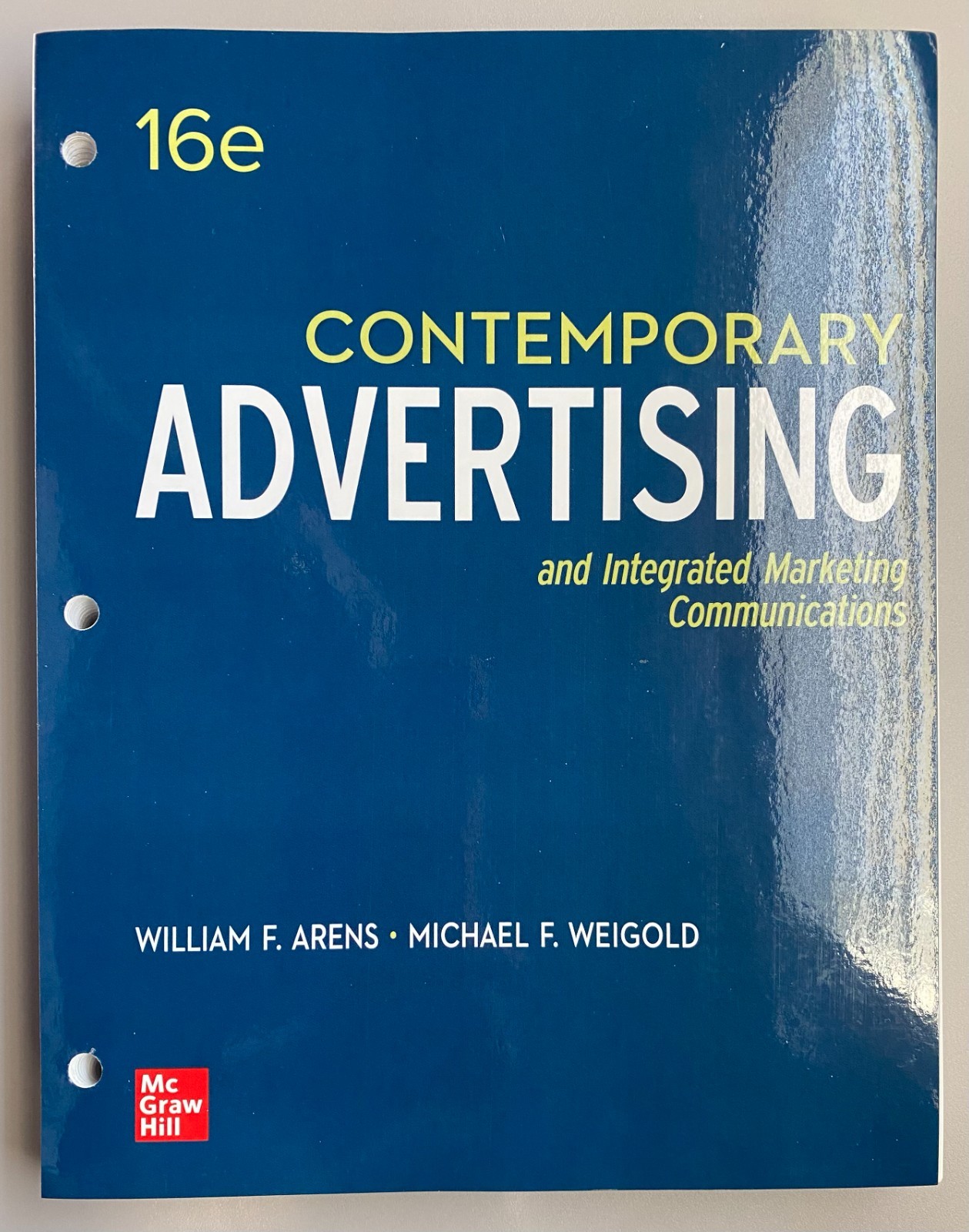Contemporary Advertising 16e, Arends, New Loose Leaf 3-hole punch, Free shipping
