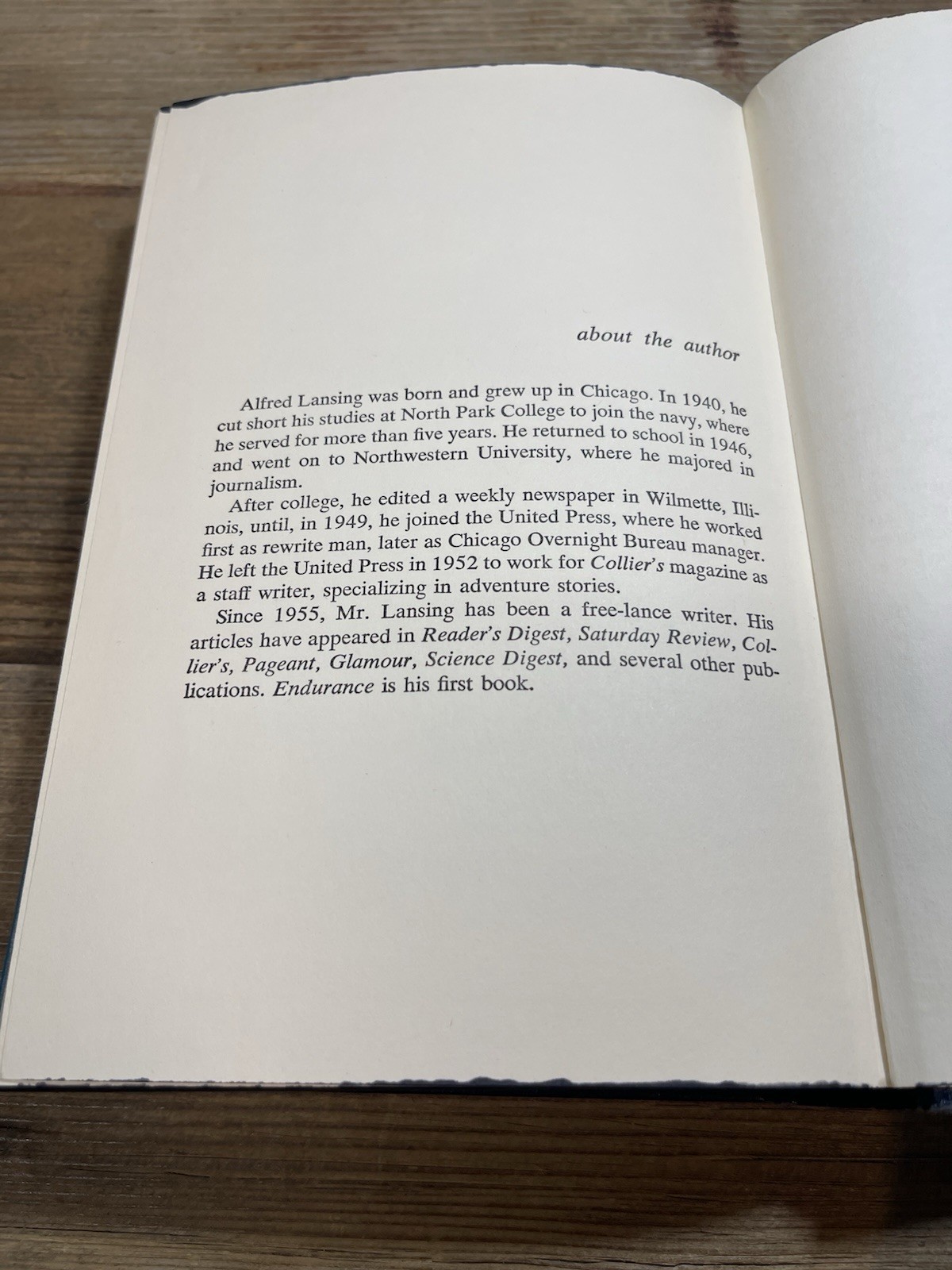 “Endurance” Shackleton’s Incredible Voyage, Alfred Lansing HC 1st Edition 1959