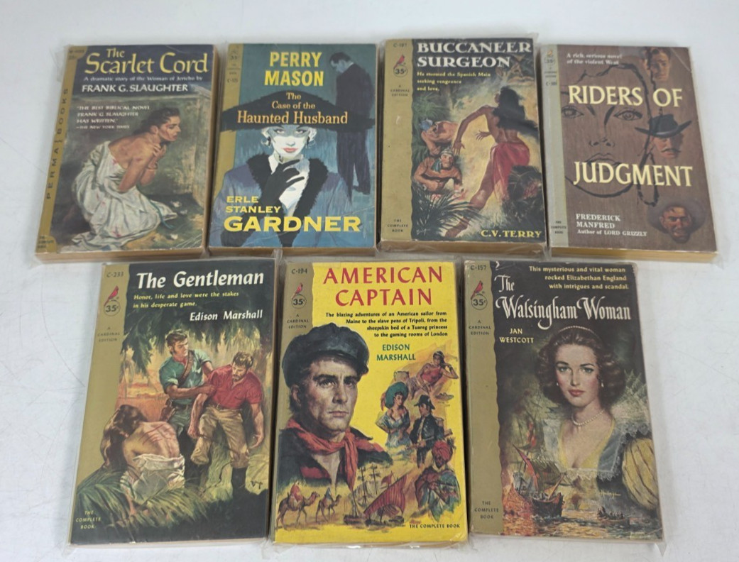 Vintage 1950s Pocket Books Cardinal Edition Lot – 23 Gold Spine Paperbacks – GC