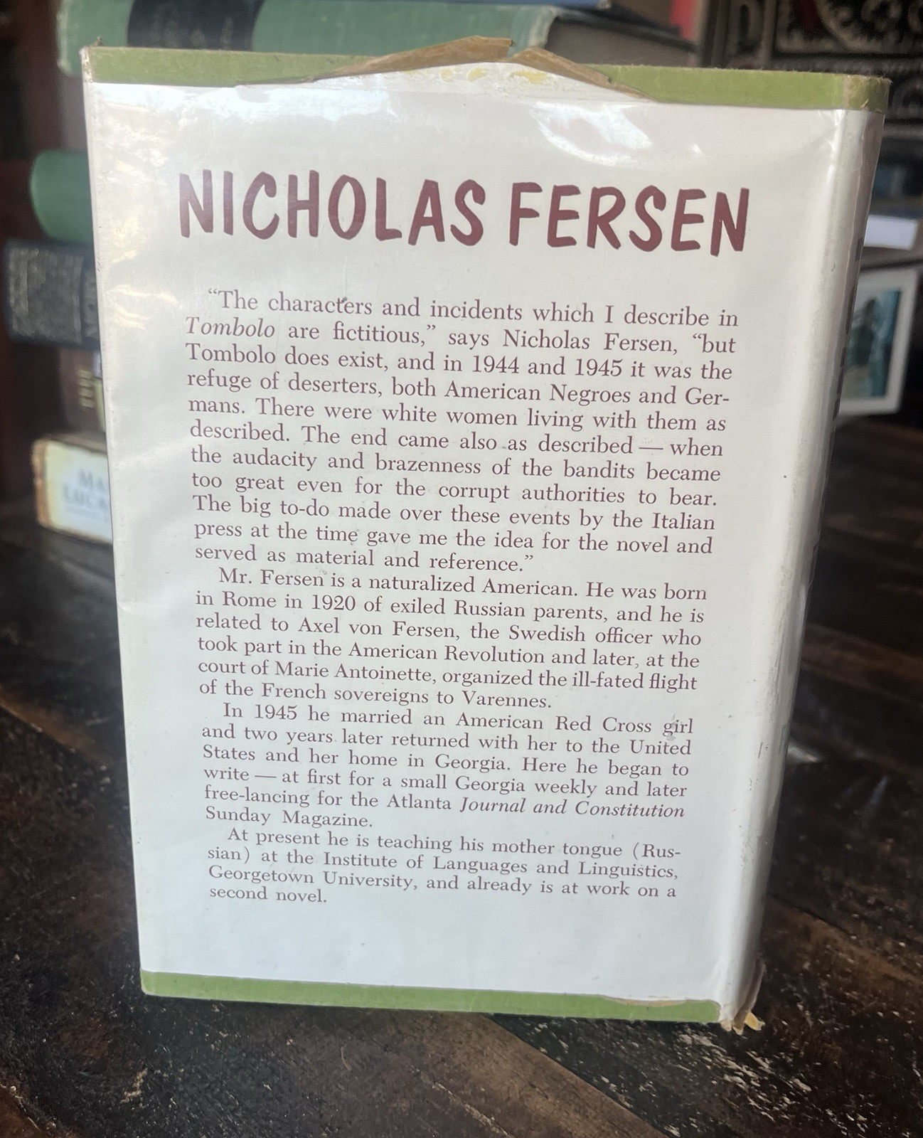 1954 Tombolo by Nicholas Fersen Italian WWII Penal Colony Anarchy Hardcover