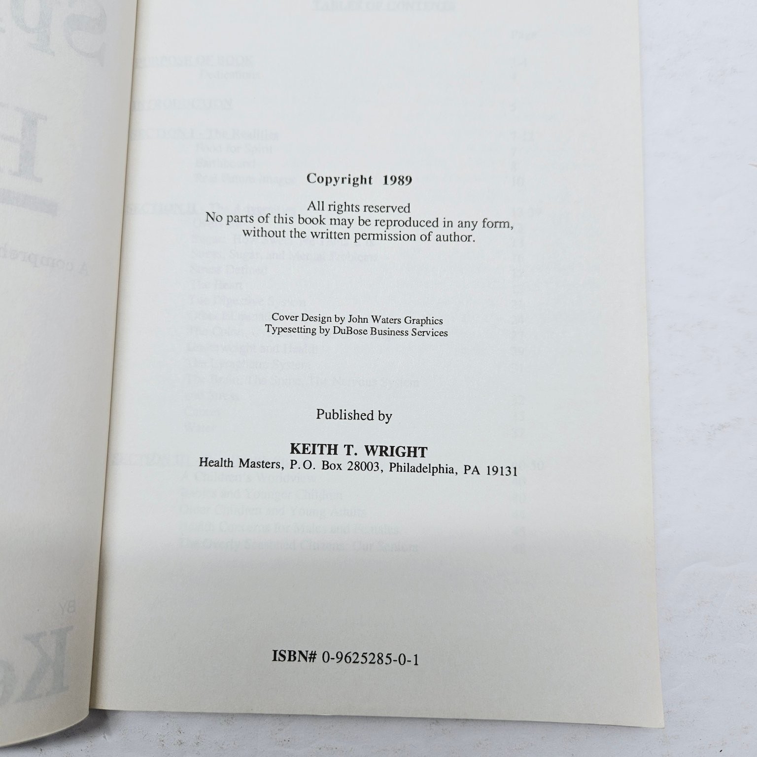 Spiritual Nutrition / Healthy Foods Handbook – Keith T. Wright 1989 Pbk