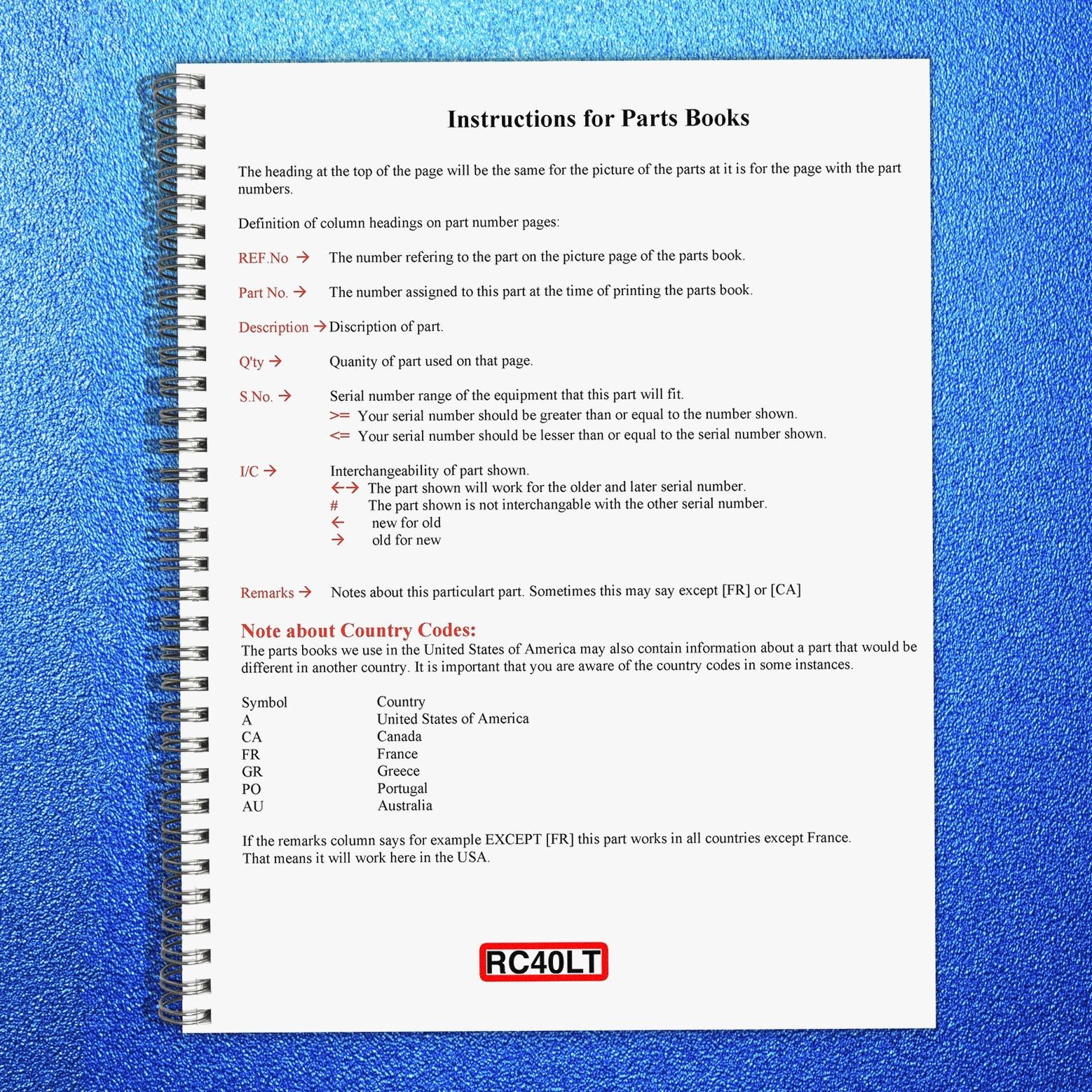 KUBOTA RC40LT Parts Manual – ROBUST WIRE-LOCK BOUND – PROTECTIVE COVERS