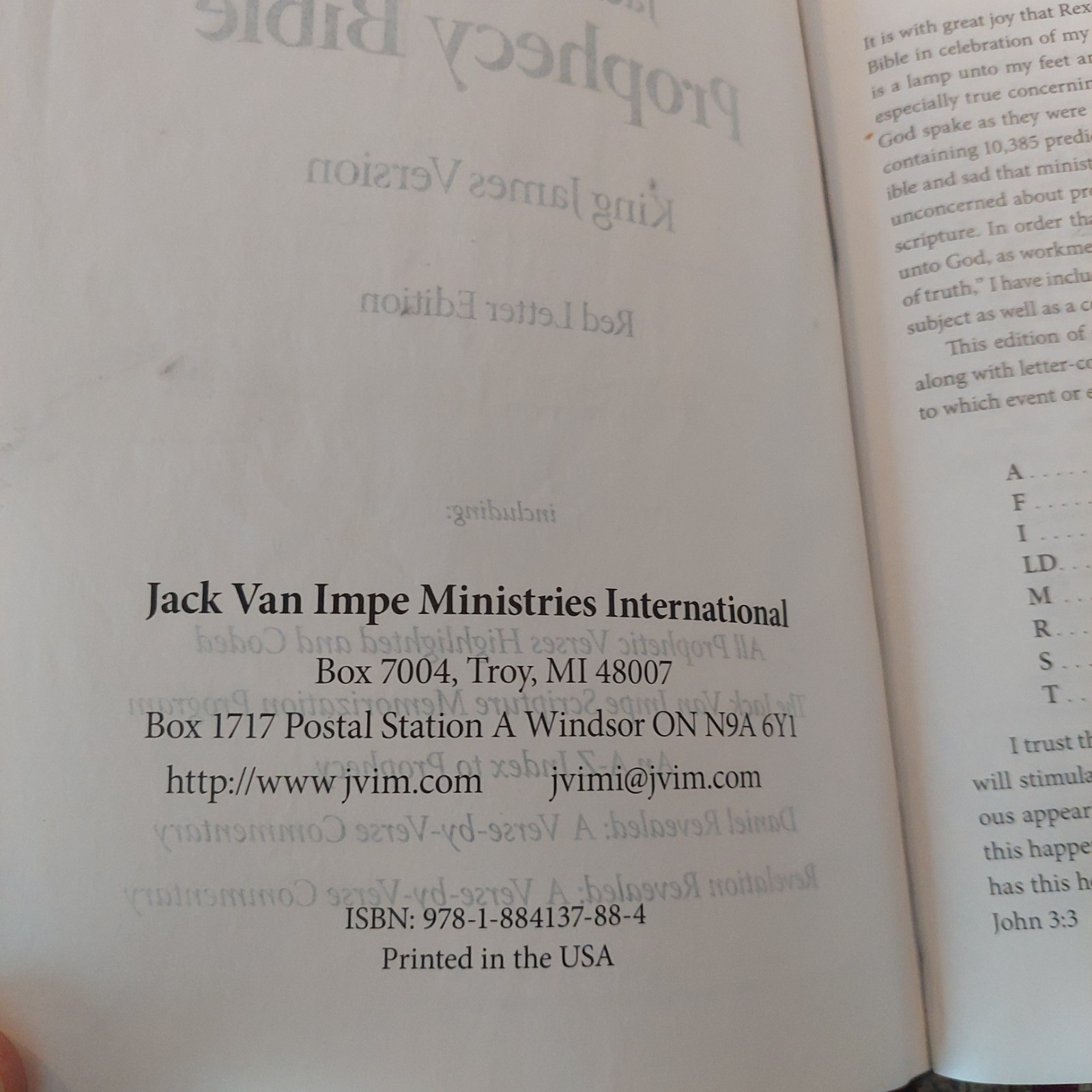 Jack Van Impe Prophecy Bible Limited Special Ed Burgundy pre owned