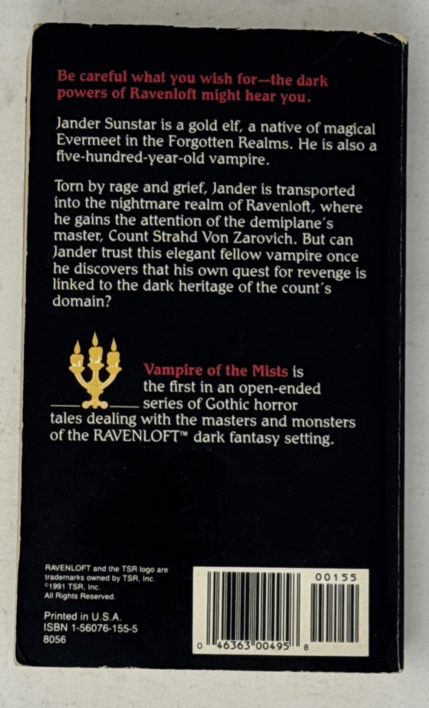 Ravenloft Vampire Of The Mists Vintage TSR Paperback Book Christie Golden 1991