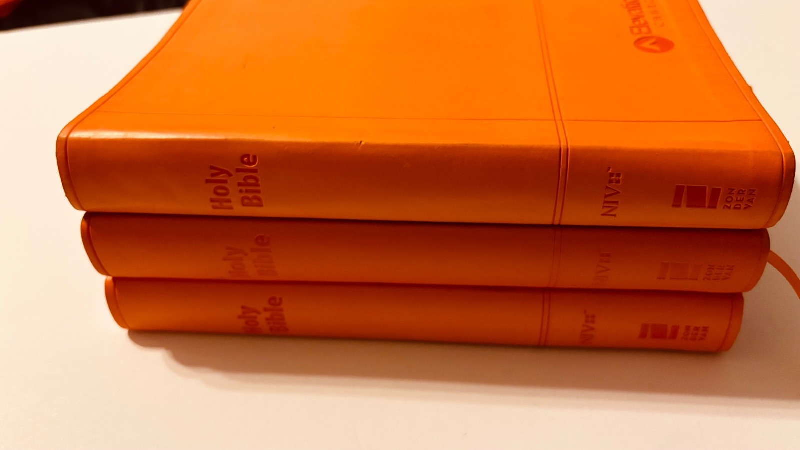 Lot Of 3 Elevation Church Holy Bibles Zondervan NIV: Leathersoft Orange
