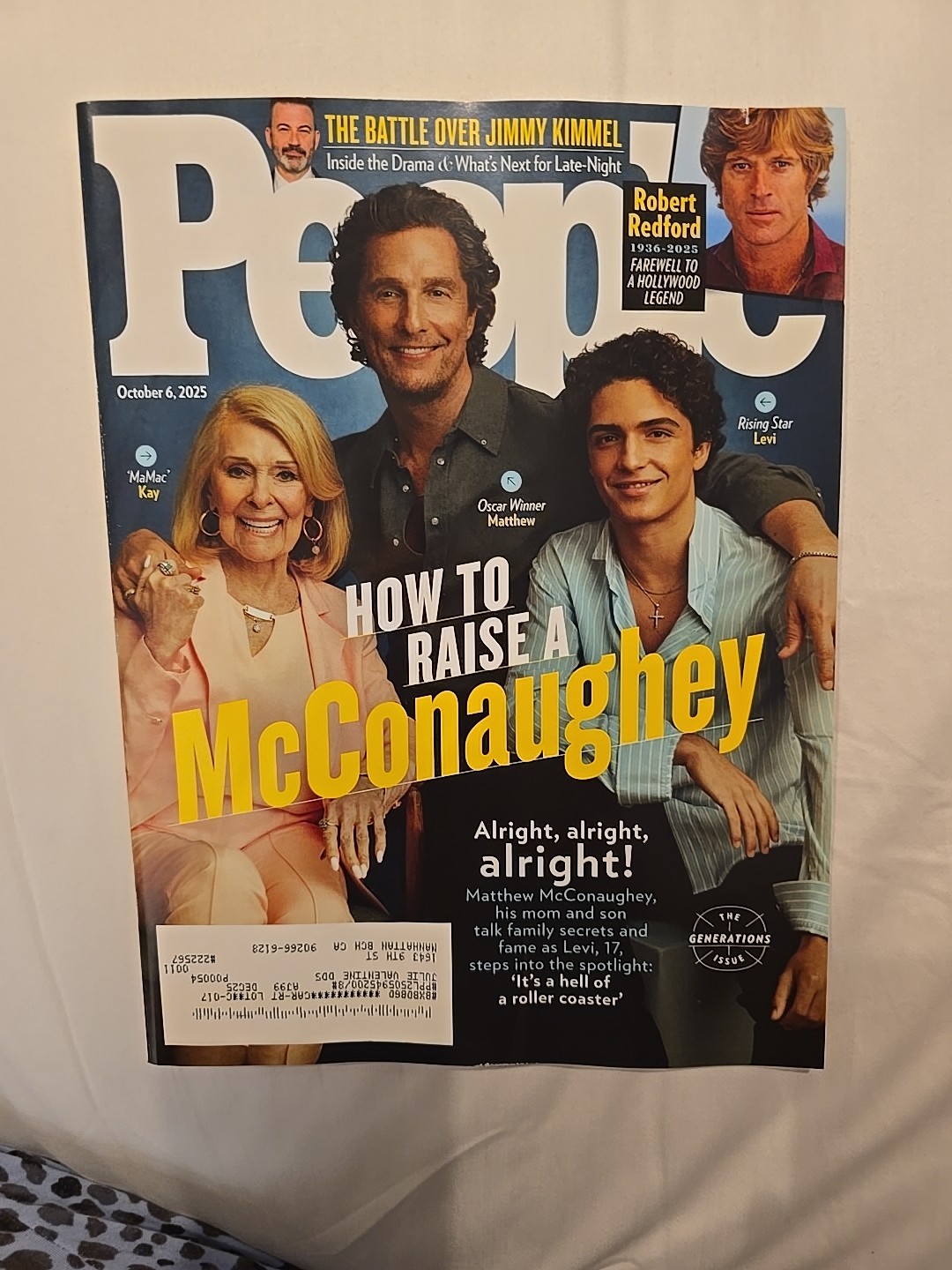 People Magazine October 6 2025 ROBERT REDFORD Matthew McConaughey, Jimmy Kimmel