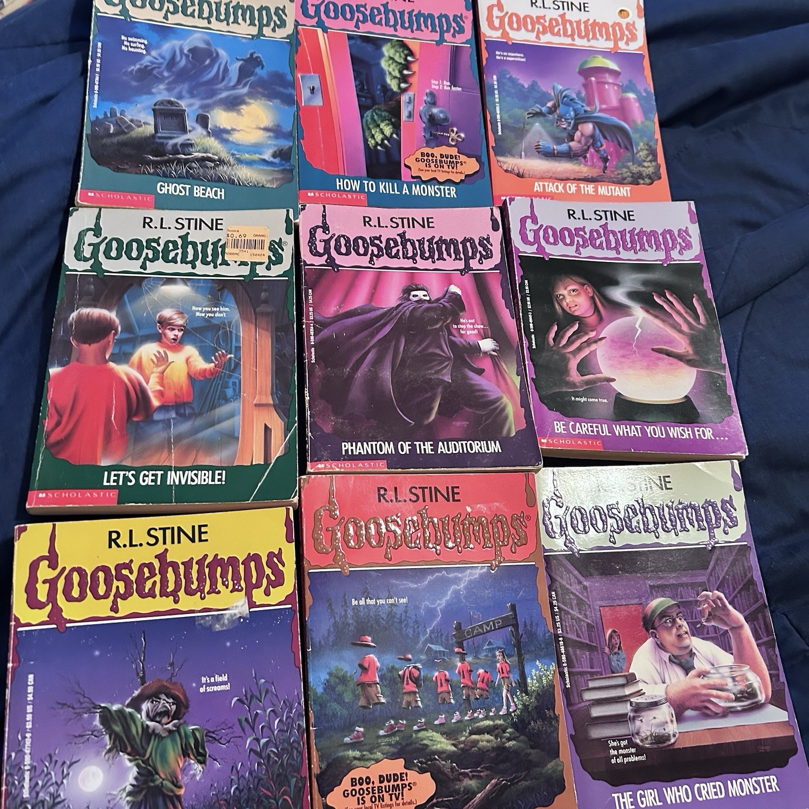 Lot of 19 Vintage 1990’s Goosebumps Books & Rare Cardboard Bookends 1st Print!
