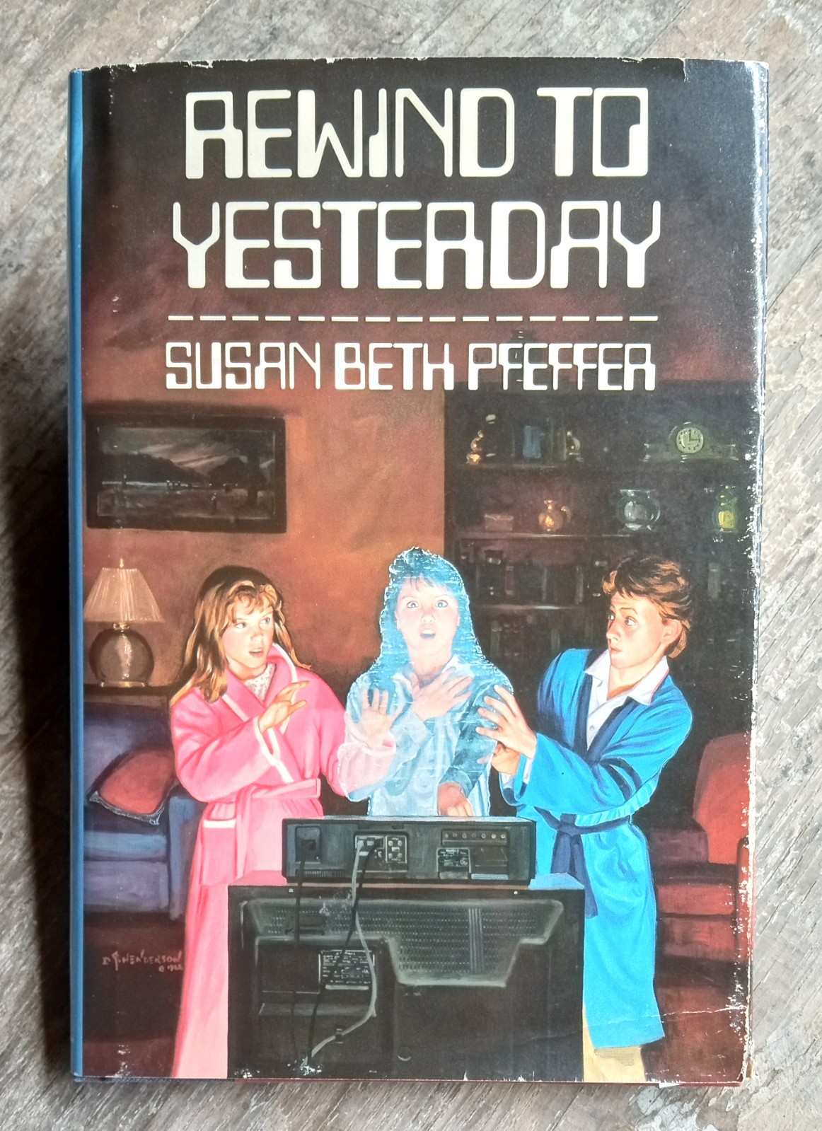 Rewind To Yesterday ~1988 HC~ Pfeffer SIGNED VCR Time Machine SciFi Novel Illust