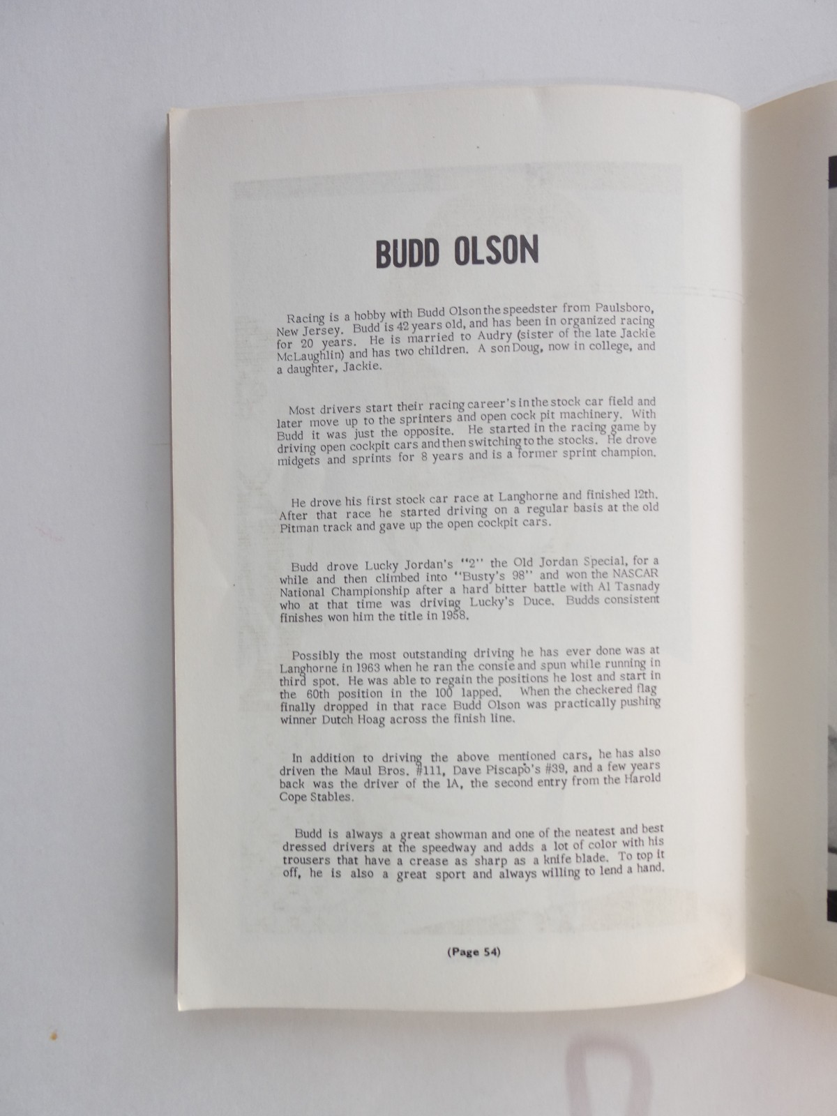 1966 Stock Car Drivers Photos 35 Photos and Stories + Autographs Book B Pickell
